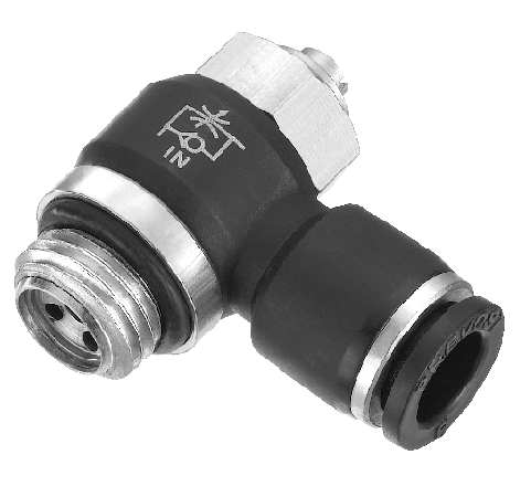 90° regulator pretoka zraka z vijakom, IN reguliran, fi 8 - 1/8˝ ravni navoj