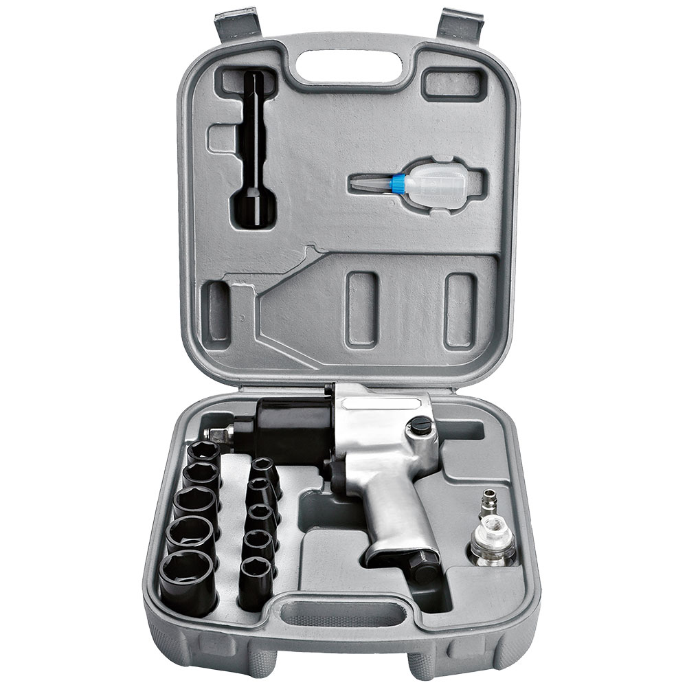 Pnevmatski udarni vijačnik z nastavki, komplet v kovčku.