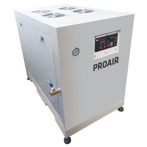 Tihi brezoljni batni kompresor v protihrupnem ohišju primeren za IT, medicino, zobozdravstvo..