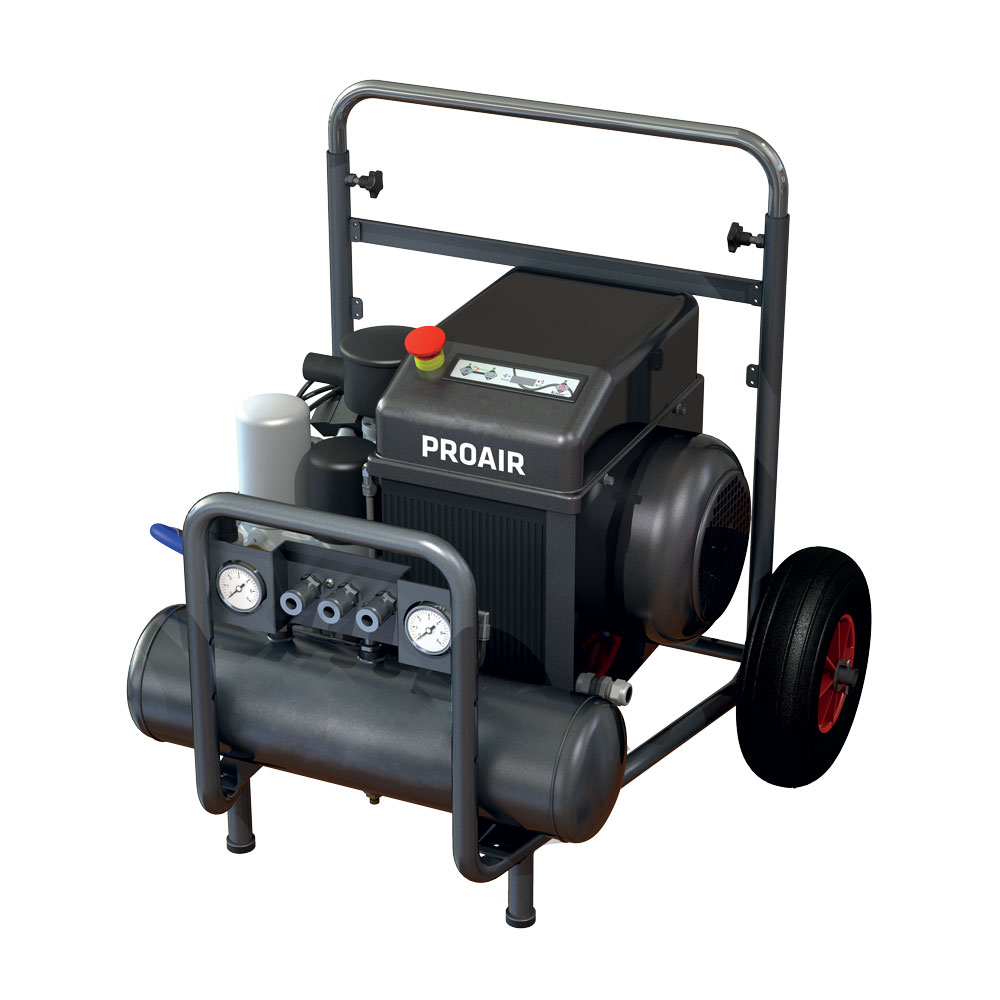 prenosni., mobilni Vijačni kompresor z za uporabo v delavnici ali na terenu.