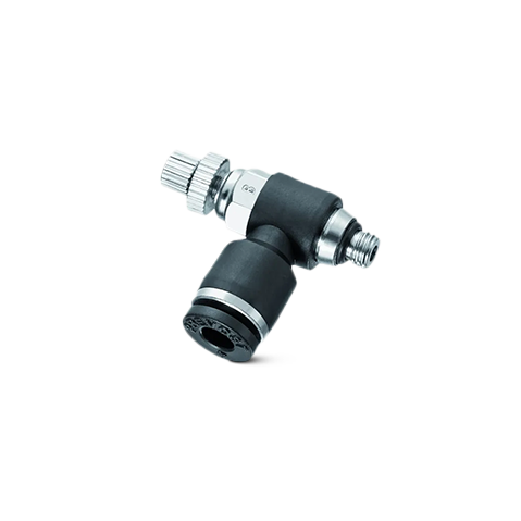90° regulator pretoka z gumbom, BI reguliran, ravni navoj